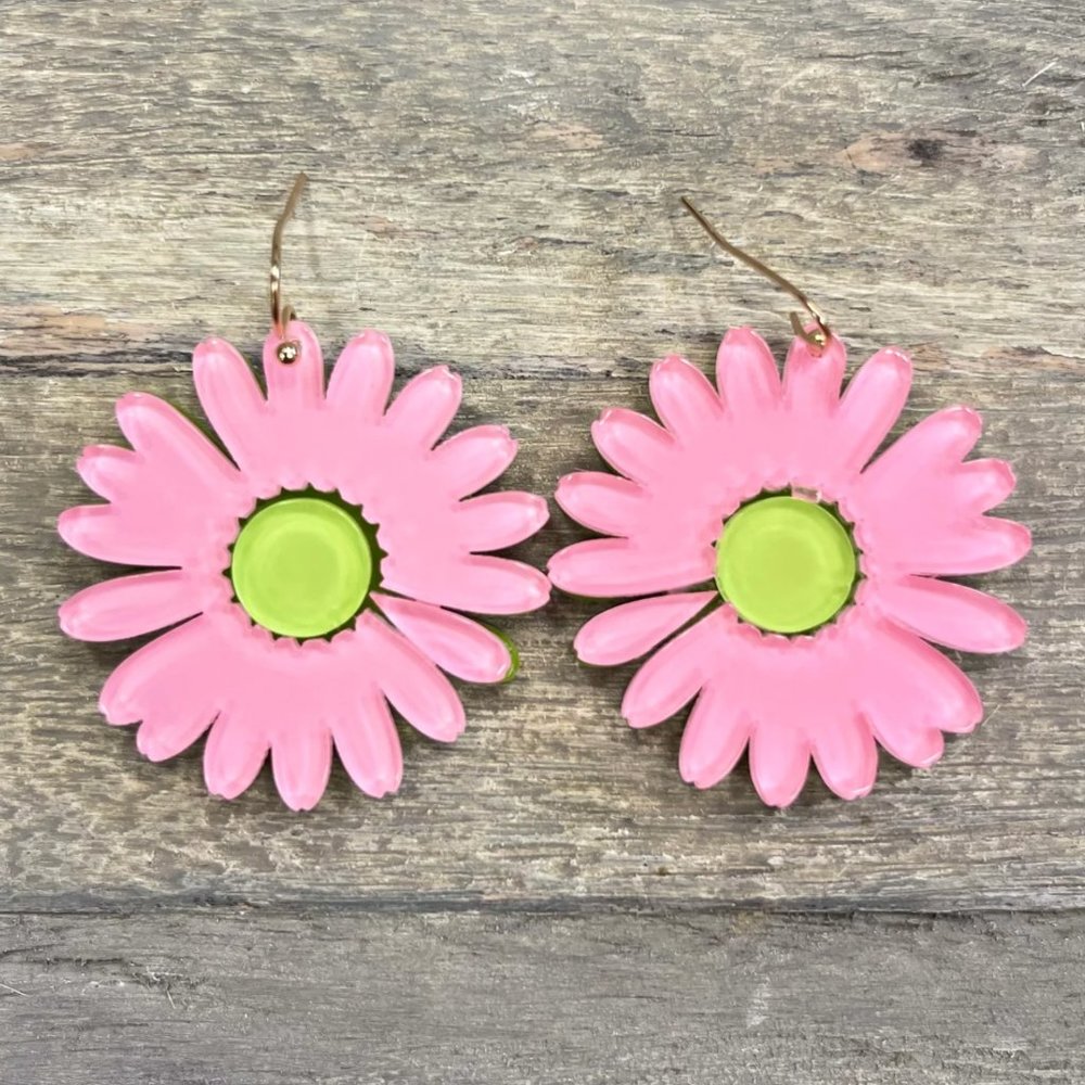 Pink Flower Earrings